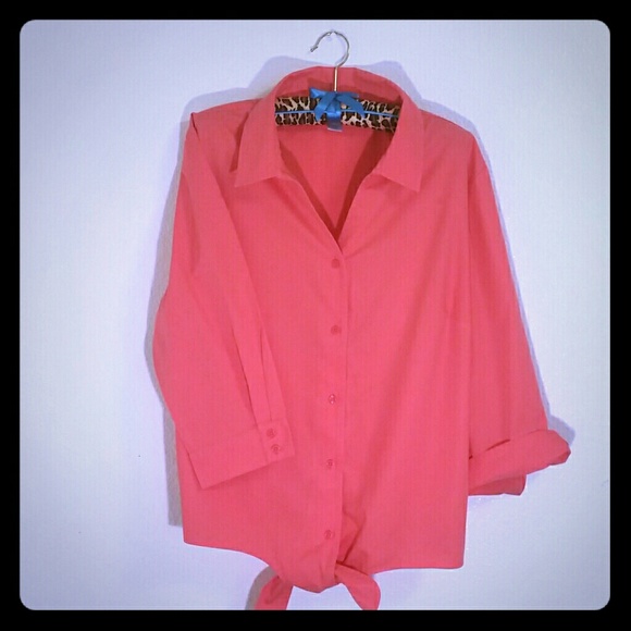 Christopher & Banks Tops - Hot Pink Button Down Shirt with Ft. Ties. XL.